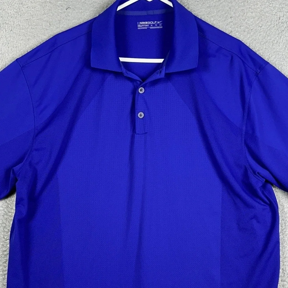 Nike Golf Polo Shirt Mens XL Royal Blue Fit Dry Performance Rugby Short Sleeve